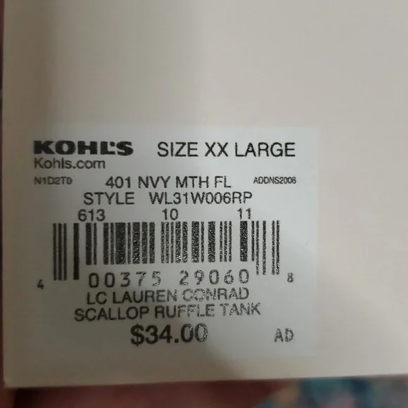 NWT Lauren Conrad Sleeveless Top Size XXL - Picture 4 of 4